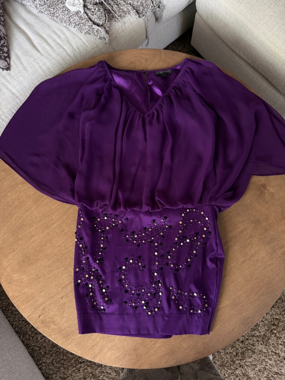 Vintage Ramoage Purple Beaded Blouson Party Dress